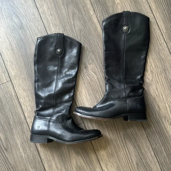 Frye Melissa Button Tall Leather black Boots - Picture 3 of 10